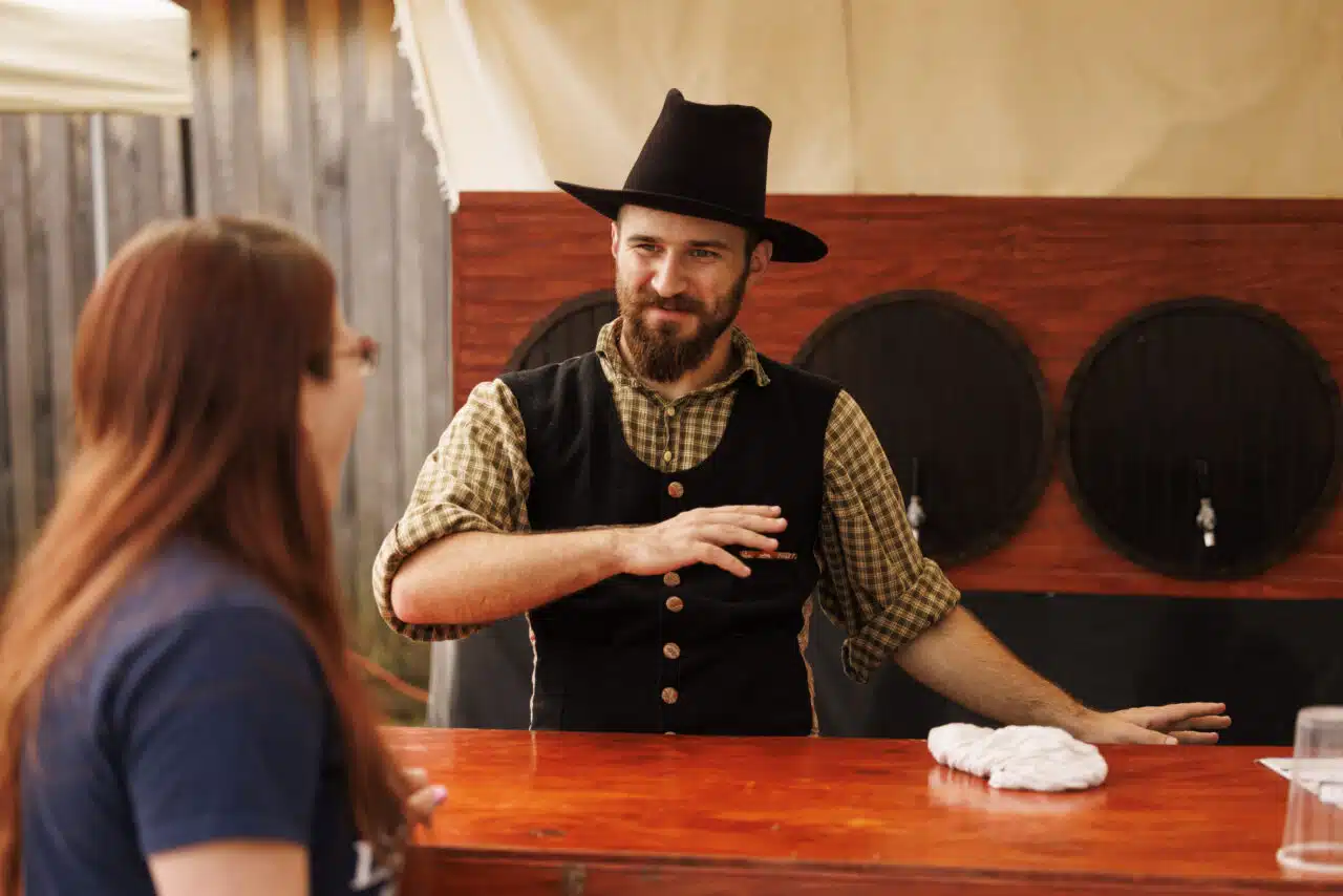 Battle of Richmond Reenactment - Reenactor serving drinks