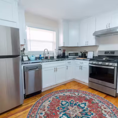 Kitchen of short-term rental featuring stainless steel appliances