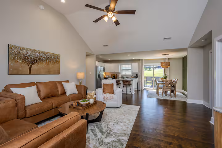 Open floorplan of short-term rental
