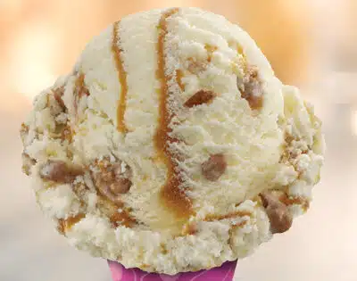 Scoop of ice cream on a cone from Baskin-Robbins