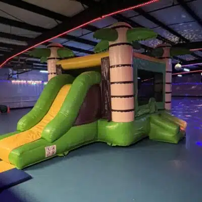 Bounce house on the floor of the rink at Richmond Skate Center