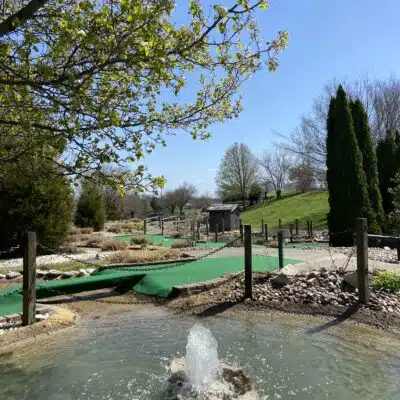 Fountain part of mini-golf course at Adventure Falls
