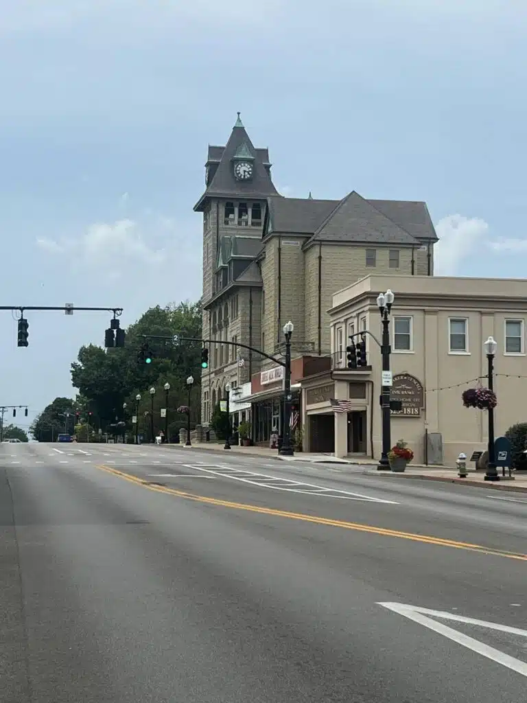 View of Old Federal building looking west on Main Street