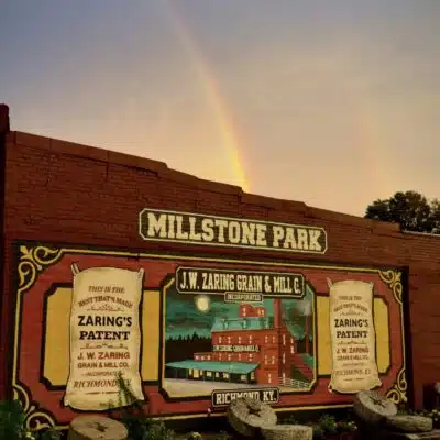 Rainbow over the mural in Millstone Park