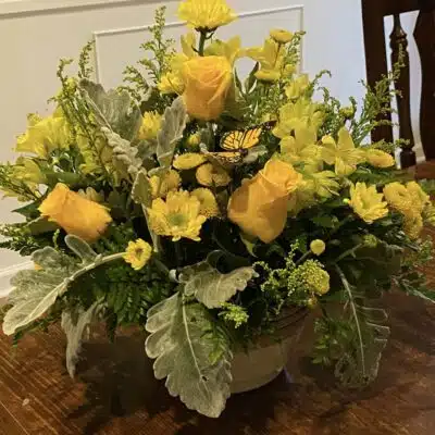 Yellow floral arrangement from Unique Designs