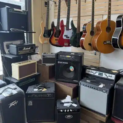 Selection of electric and acoustic guitars from Currier's Music World