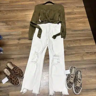 Long-sleeve outfit on display at Cyrilla's