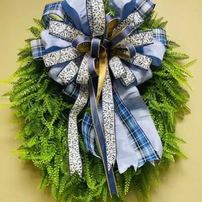 Wreath with Blue ribbon from Unique Designs