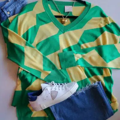 Green and yellow shirt for St. Patrick's Day at Olive You Boutique