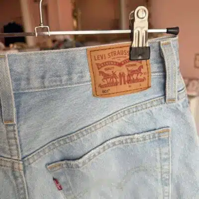 Closeup of Levi's jean shorts at Summer Lynn's Consignment
