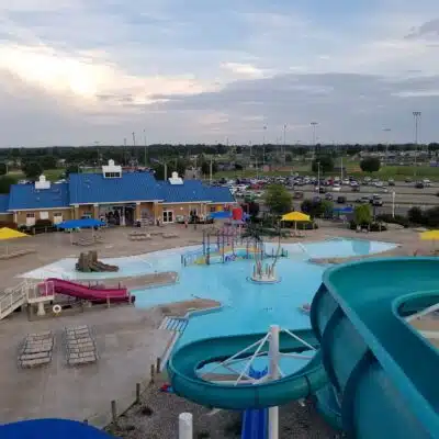 View of Paradise Cove from the top of the large water slides