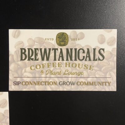Brewtanicals Coffee House & Plant Lounge business card