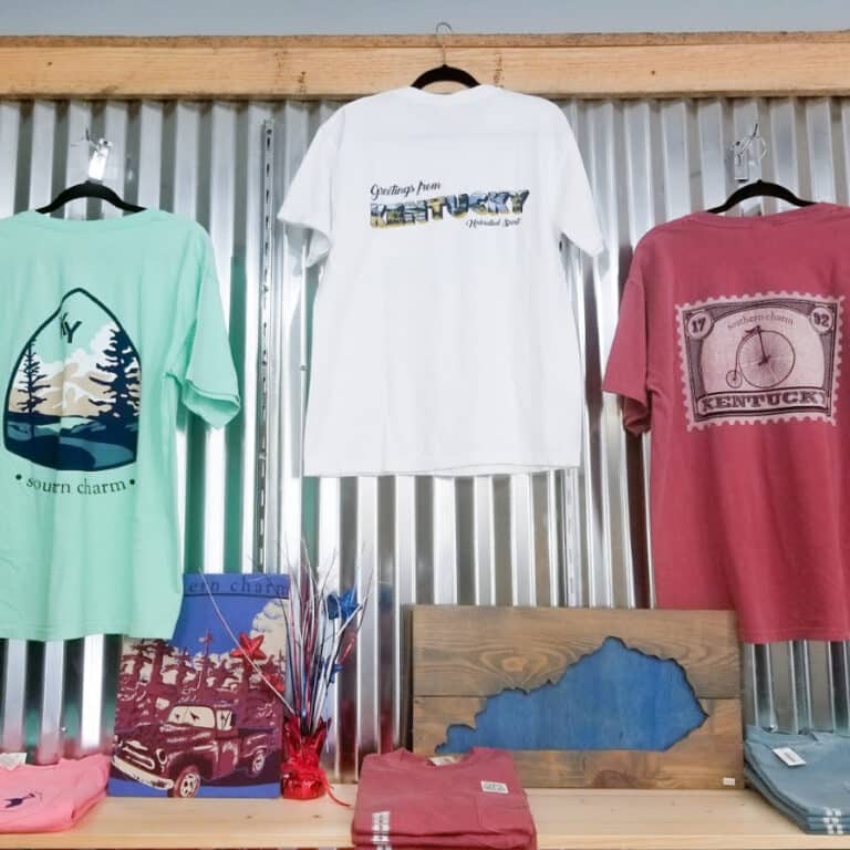 Kentucky Shirts hanging on display