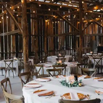 Decorated reception space at The Stone House at Silver Creek