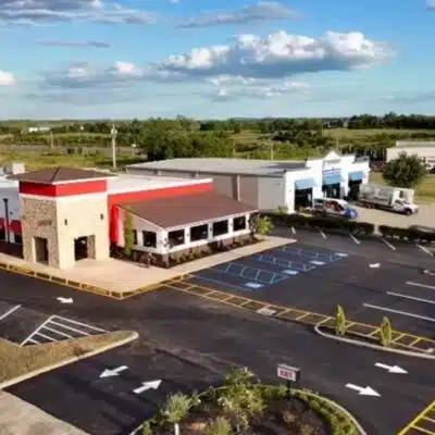 Drone Shot of La Parrilla Mexican Grill's parking lot