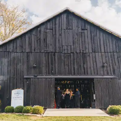 Exterior of The Stone House at Silver Creek with reception happening inside