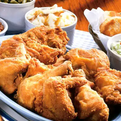 Closeup of chicken wings from Lee's Famous Recipe