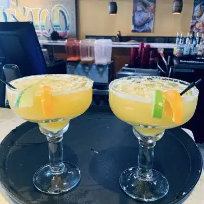Viva Mexico margaritas on tray