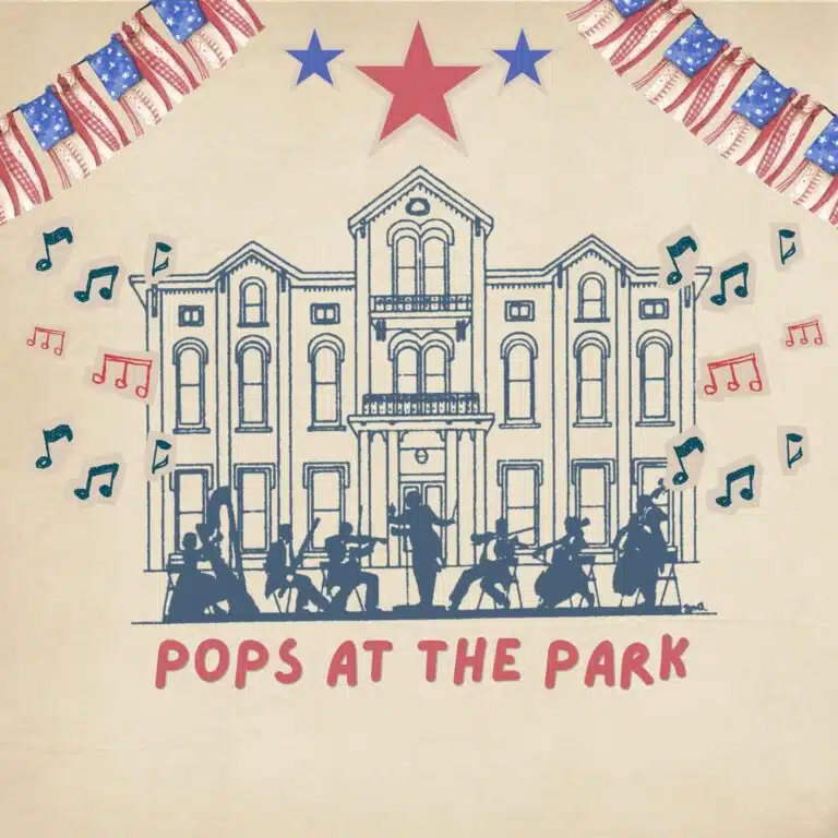Pops at the Park logo featuring our Dance Party U.S.A. theme