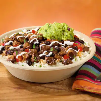 Habanero Lime Steak bowl from Qdoba