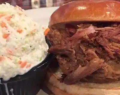 Barbecue sandwich with a side of cole slaw