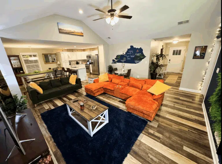 Artsy Kentucky-Themed Richmond Gem (airbnb) open concept living room and kitchen