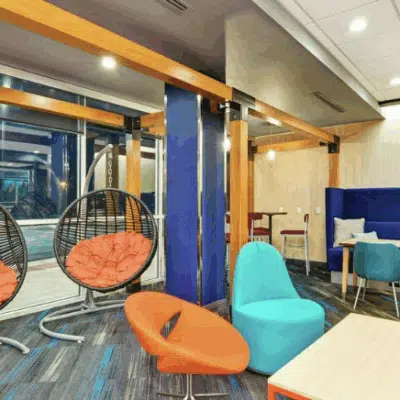 Egg Chairs in lobby of Tru by Hilton