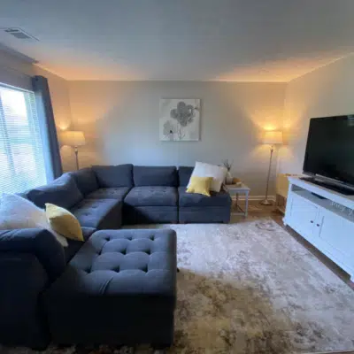Living room inside College-town Comfort (Airbnb)