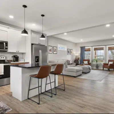View of open-concept in Newly Built Town & Country (Airbnb)