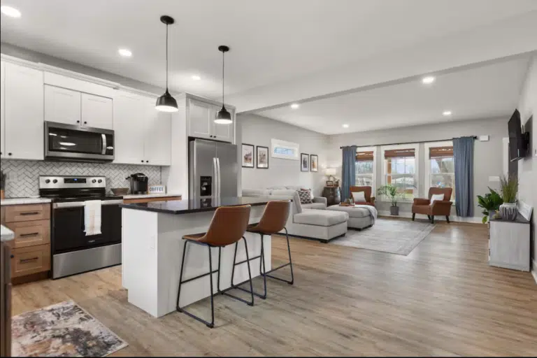 View of open-concept in Newly Built Town & Country (Airbnb)