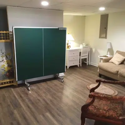 Living room space inside the Spacious Downstairs Apartment (Airbnb)
