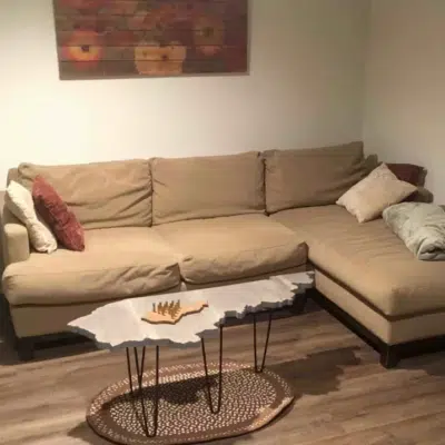 Couch inside the Spacious Downstairs Apartment (Airbnb)