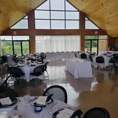 Reception space inside Lake Buck Lodge