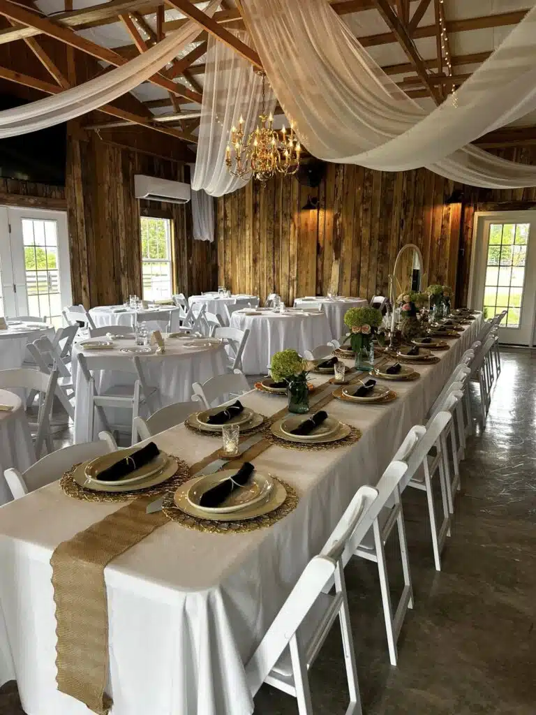 Wedding Table set-up at Homestead Farm Wedding Barn