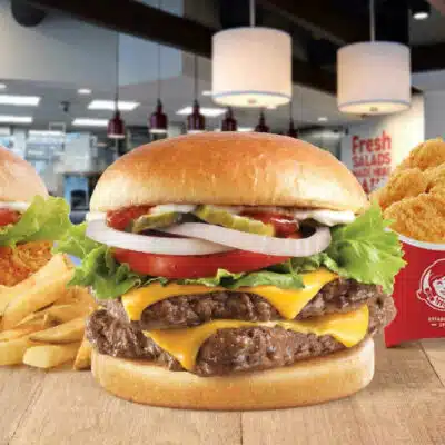 Closeup of burger from Wendy's