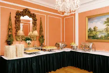Corner of dining room with food set up