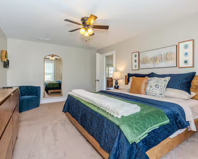Primary bedroom of short-term rental