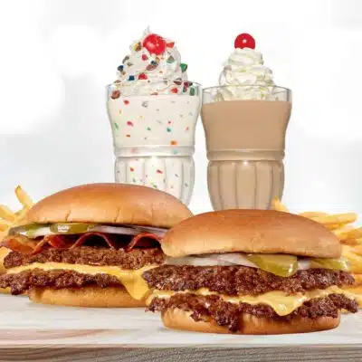 Milkshakes with burgers and fries from Steak n' Shake
