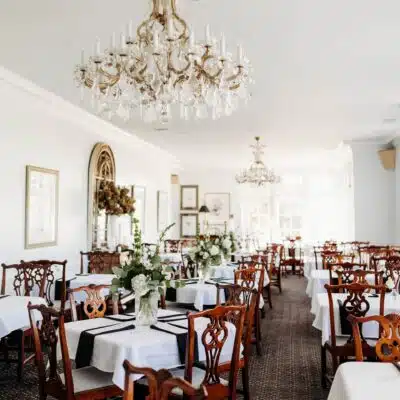 Dining room set up for reception