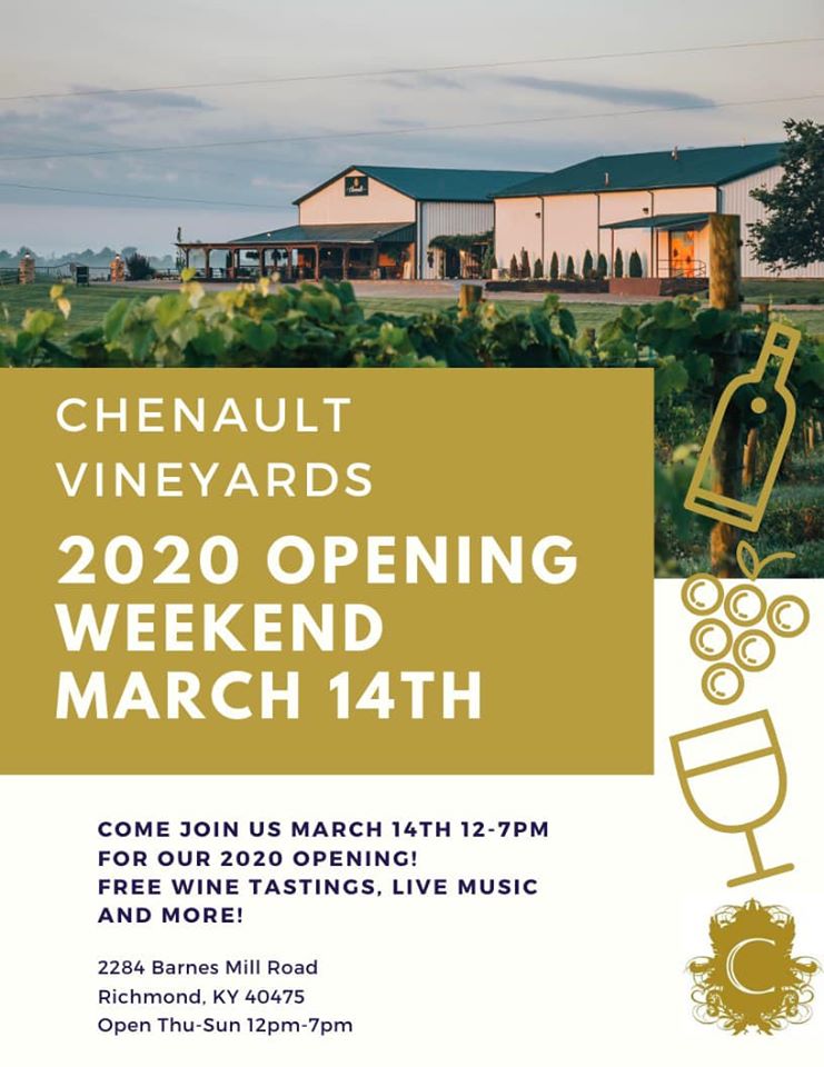 Chenault Vineyard's 2020 Opening - POSTPONED @ Richmond | Kentucky | United States
