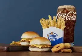 Sliders, fries, and drink from White Castle