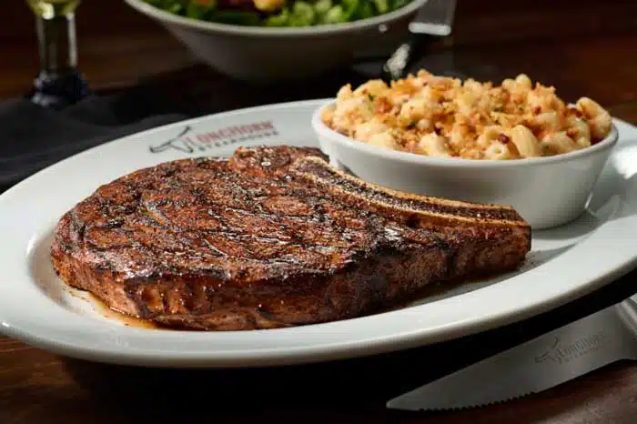 Ribeye and macaroni and cheese from Longhorn Steakhouse